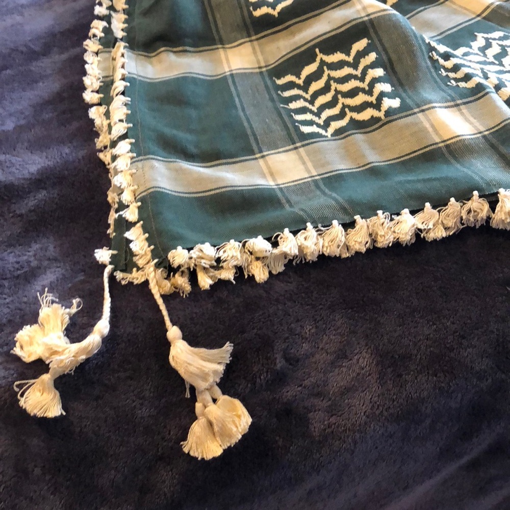 Jordanian Green and Cream Middle Eastern Scarf